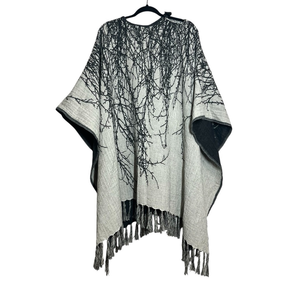 Bale Creek Allen Gallery Fringe Tumbleweed Poncho Wool Blend 50"x70" Double Side